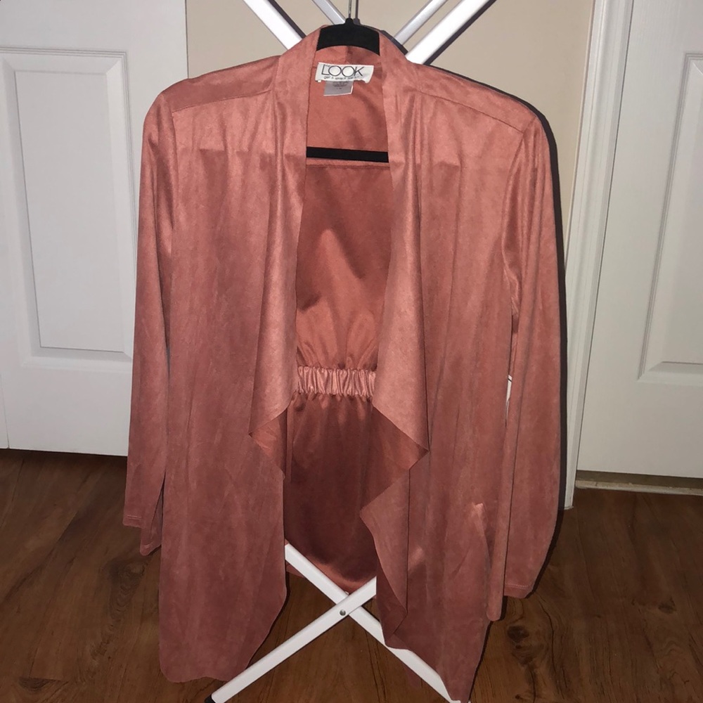 NWT - The Look Faux Suede Dusty Rose Cardigan Sz M